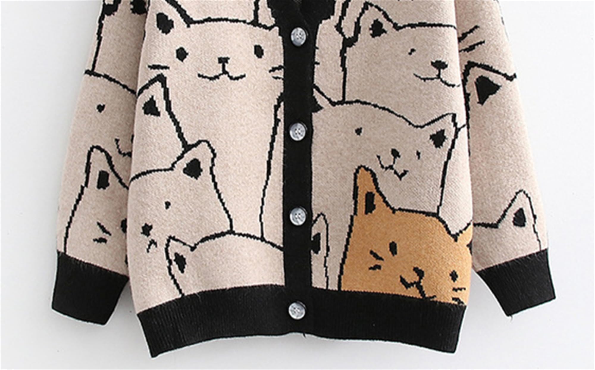 伊太利屋のラインストーンボタンと猫ボタンのカーディガン11号 Amazon.co.jp: ユニセックス猫セーターボタンダウン V ネック